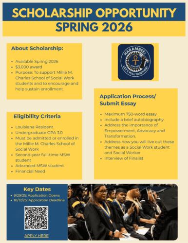 Flyer announcing Harambee scholarship and eligibility guidelines.